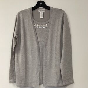 Great-2Fer sweater glitter metallic n pearls embroidered